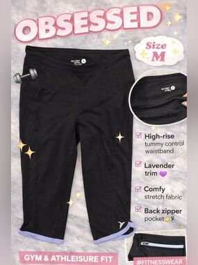 Old Navy Active Capri Leggings Size M Black Athletic Workout High Rise